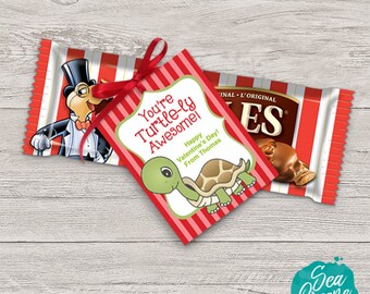 Turtle Valentine's Day Treat Tags: Printable, Editable (PDF)