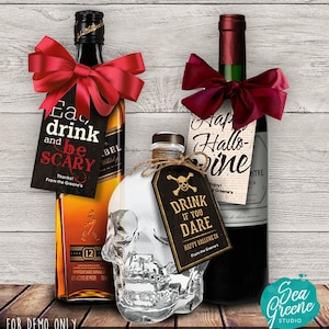 Printable Halloween wine tags | Personalize gift tags | Bottle tags
