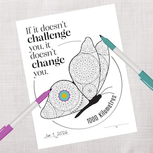 1000 Mile & 1000 Kilometer Distance Challenge Tracker Printable | Running, Walking, Fitness Goal Chart