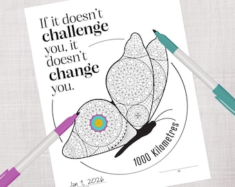 1000 Mile & 1000 Kilometer Distance Challenge Tracker Printable | Running, Walking, Fitness Goal Chart