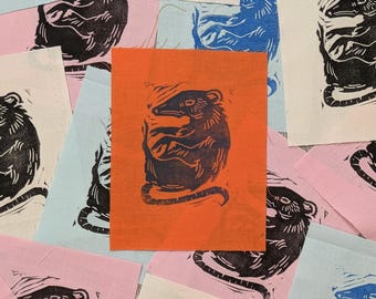 Rat Patch - Handprinted Blockprint Patches - Quilting Cotton - Pick your color