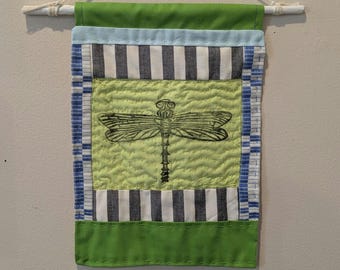 Patchwork Quilted Wall Quilt - Jewel Tone Dragonfly