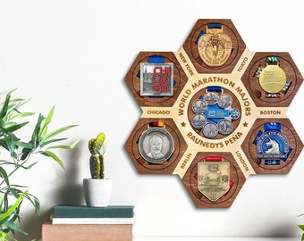 World Marathon Majors finisher medaille display houder - Six Star personalisatie hanger - Finisher medaille houder - Medaille hanger - Medaille frame