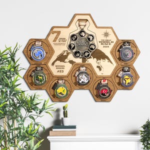 Soporte para medallas de la Gran Carrera Mundial con personalización completa: 7 maratones, 7 continentes, 1 semana.