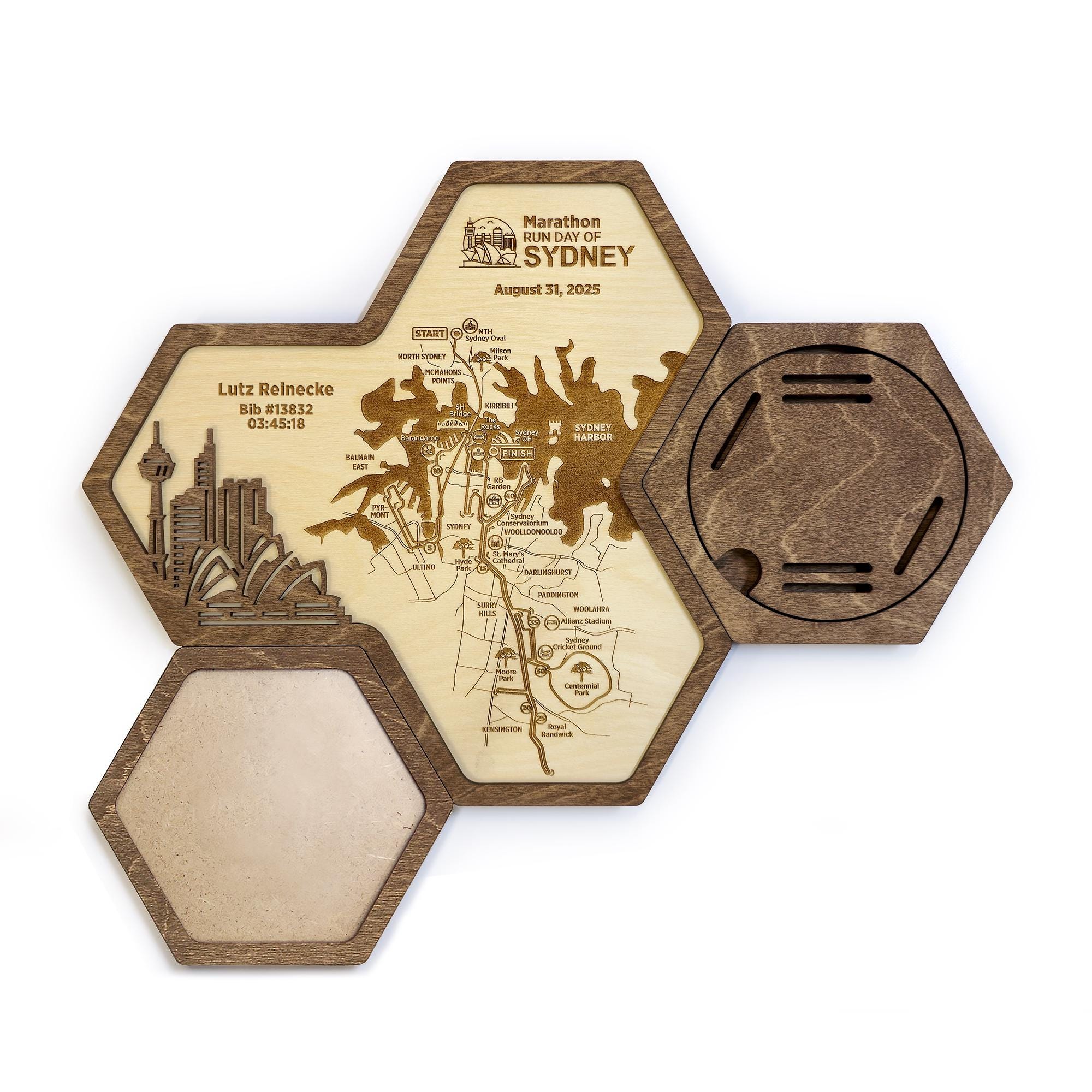 バッジ Sydney Medal Display Holder With Personalization Route Map for
