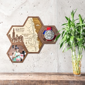 Chicago Medaillenhalter mit Personalisierung Route Map für Läufer im Finisher - Mehrfarbiges Set aus modularen Sportmedaillenhaltern