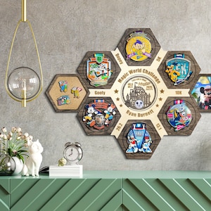 Magic World Marathon Weekend medal display holder - Marathon Challenge medal hanger - Personalization medal display holder