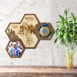 Personalized Sydney Marathon Route Map Medal Display Holder - Modular Sports Medal Hanger