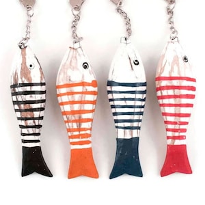Handcrafted Wooden Fish Keychain: Fisherman Gift