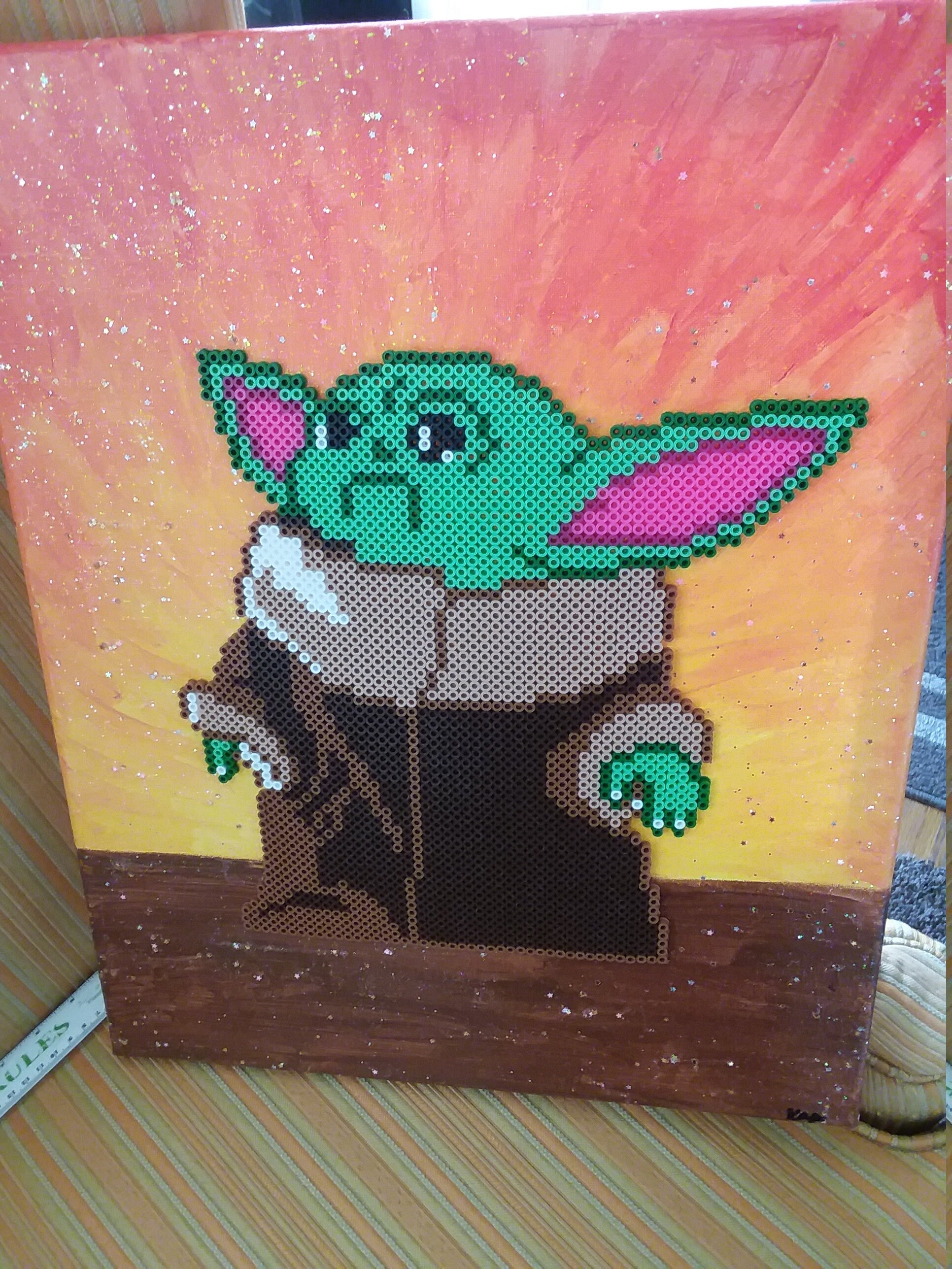 Mandalorian inspired perler art Baby Yoda Perler bead Artist Etsy