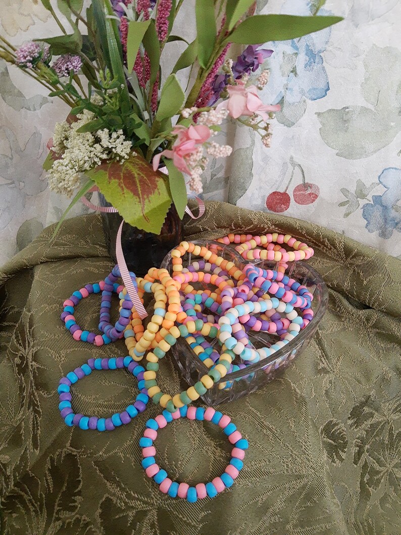 Pony Bead Bracelets in Pastel Matte Finish Stretchy String Etsy