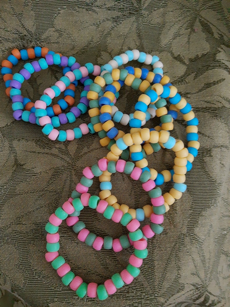 Pony Bead Bracelets in Pastel Matte Finish Stretchy String Etsy