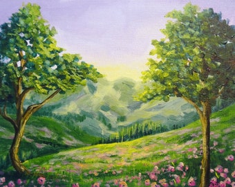 Mountain Meadow Painting - Etsy