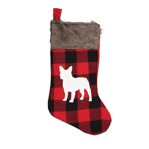 Boston Terrier Christmas Stocking, French BulldogPersonalized with Dog's Breed, Pet Gift, Dog Lovers Gift, New Pet Gift, Pet Stocking