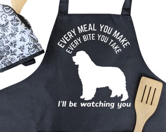 Newfoundland Apron, Funny dog Lover Adult Unisex Bib Apron With 2 Pockets-Artist Baking Cooking Kitchen Apron, Personalized with Breed