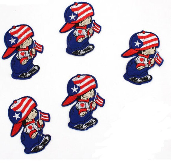 5 Pcs Diy Usa Flag Boy Iron On Embroidered Patch Clothes Etsy