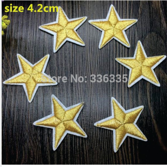 10pcs Tiny Gold Stars Embroidered Iron On Patch Appliqué 1/"