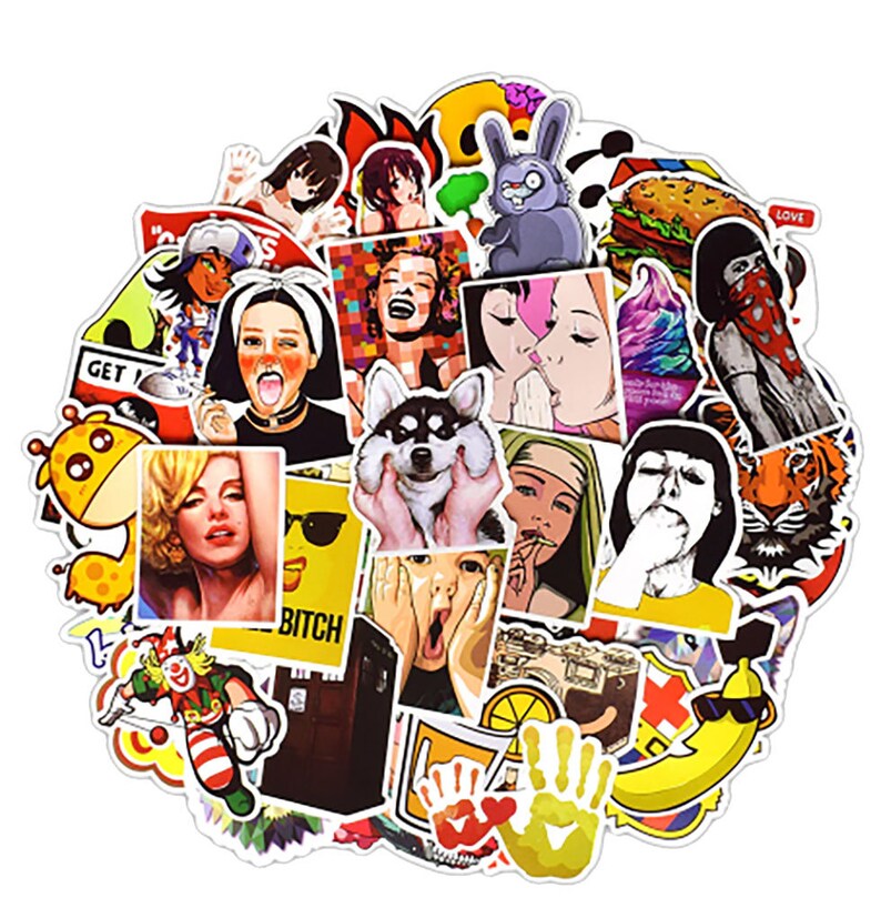 50 PCS Vulgar Stickers for Laptop Scrapbooking Sexy Violence Etsy