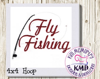 Embroidery Fly Fishing: Size 4x4, Instant Download, Exclusive KMDemb Machine Embroidery Design