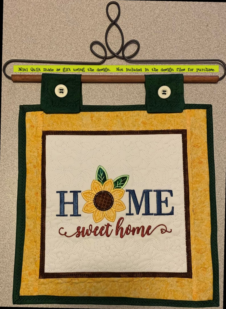 Embroidery Exclusive Applique Sunflower Home Sweet Home: Size 5x7, Instant Download, KMDemb Machine Embroidery Design image 2