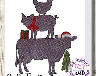 Embroidery Mylar Farm Animals: Size 8x8, Instant Download, KMDemb Machine Embroidery Design