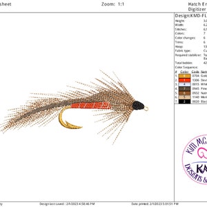 Embroidery Fishing Fly 1 Large: Size 5x7, Instant Download, Exclusive KMDemb Machine Embroidery Design image 2