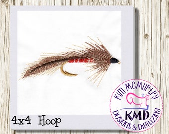 Embroidery Fishing Fly 1: Size 4x4, Instant Download, Exclusive KMDemb Machine Embroidery Design