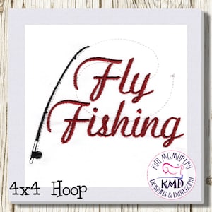 Machine Embroidery Fly Fishing: Size 4x4, Instant Download, Exclusive KMDemb Machine Embroidery Design