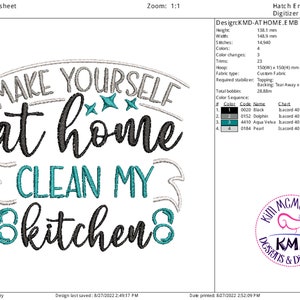 Embroidery Make Yourself at Home: Size 6x6 Instant Download image 2