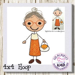 Machine Embroidery Stick Grandma: Size 4x4, Instant Download, Exclusive KMDemb Machine Embroidery Design