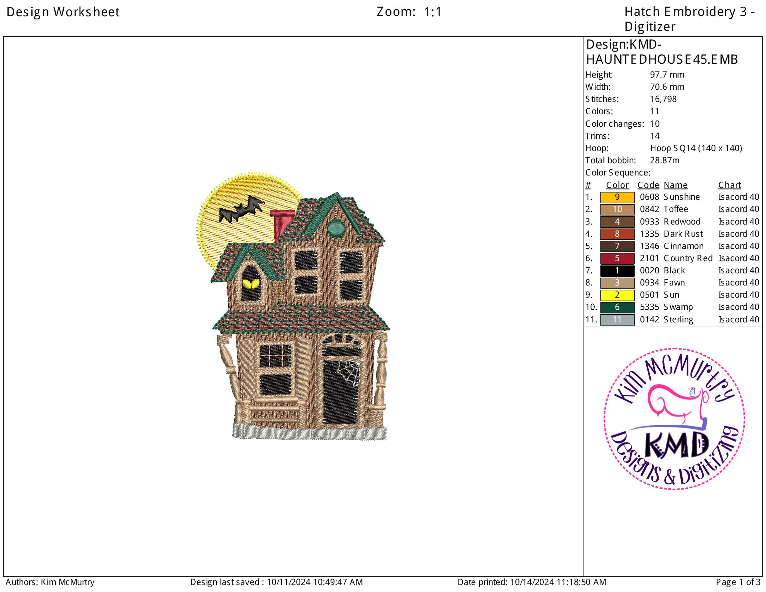 Haunted House Machine Embroidery Design: 4x4 Spooky Applique (instant ...