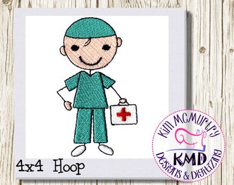 Embroidery Stick Boy Nurse: Size 4x4, Instant Download, Exclusive KMDemb Machine Embroidery Design