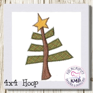 Machine Embroidery Scrappy Christmas Tree: Size 4x4, Instant Download, KMDemb Machine Embroidery Design