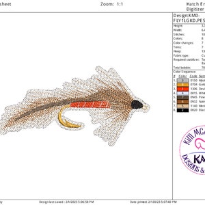 Embroidery Fishing Fly 1 Large: Size 5x7, Instant Download, Exclusive KMDemb Machine Embroidery Design image 4