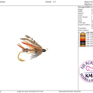 Bordado Pesca Mosca 3: Tamaño 4x4, Descarga Instantánea, Diseño Exclusivo de Bordado de Máquina KMDemb imagen 2