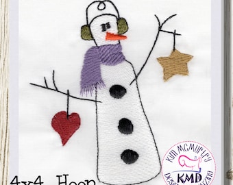 Embroidery Scrappy Snowman: Size 4x4, Instant Download, KMDemb Machine Embroidery Design