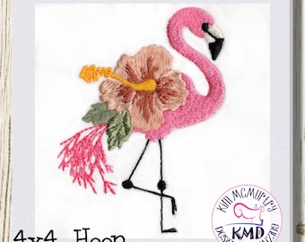 Embroidery Flamingo: Size 4x4, Instant Download, Exclusive KMDemb Machine Embroidery Design