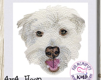 Embroidery Sketch White Dog: Size 4x4, Instant Download, Exclusive KMDemb Machine Embroidery Design