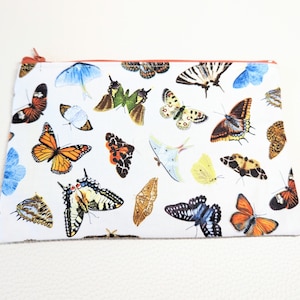 Realistic Butterfly Fabric Zipper Pencil Case // Butterfly traveling Fabric Case