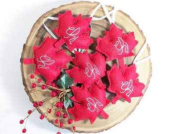 Canadian red Felt Eh! Maple Leaf Ornament - Canada Maple Leaf ornaments - Set of 6 ornaments