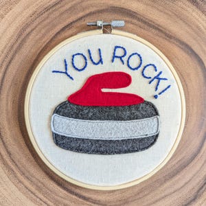 You Rock Curling embroidery hoop art // Curling wall hanging // Canadian Curler gift - 6 inches