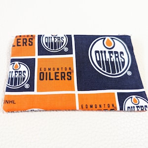 Porta-cartões de presente com zíper de tecido do time de hóquei Edmonton Oilers, porta-moedas