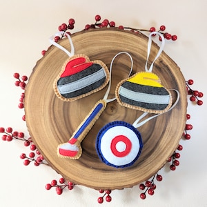 Kanadischer Filz Ornamente // Curling Rock aus Filz, Curling Rock // Curling Besen aus Filz