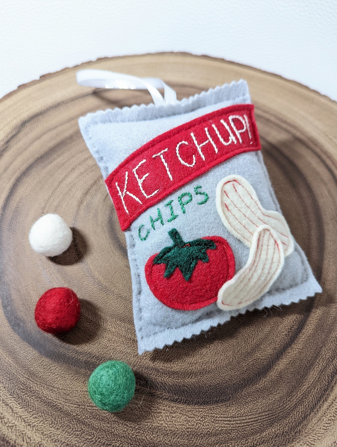 Ketchup Chip Bag Felt Ornament // Canadian Snack Felt Ornament Etsy