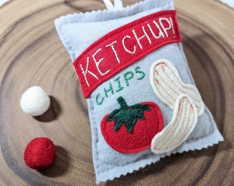 Ketchup Chip Tüte Filzornament // Kanadischer Snack Filzornament -