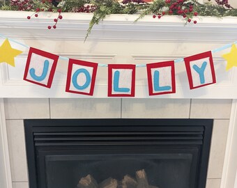 JOLLY Felt wall banner // Christmas banner // Wall hanging felt decoration