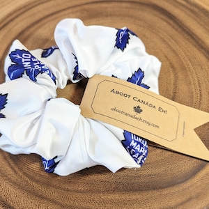 Canadian National Hockey League Silk X large Scrunchie // Maple Leafs Silk Scrunchie