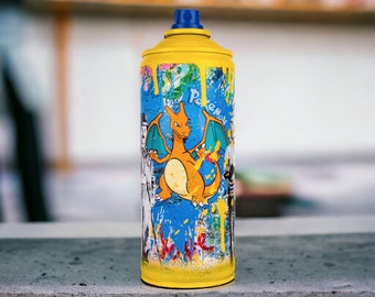 Spray Pop'Art Charizard Vs MrBrainwash - Skulptur - Französischer Künstler - personalisiertes Geschenk - Dekoration - Kunst