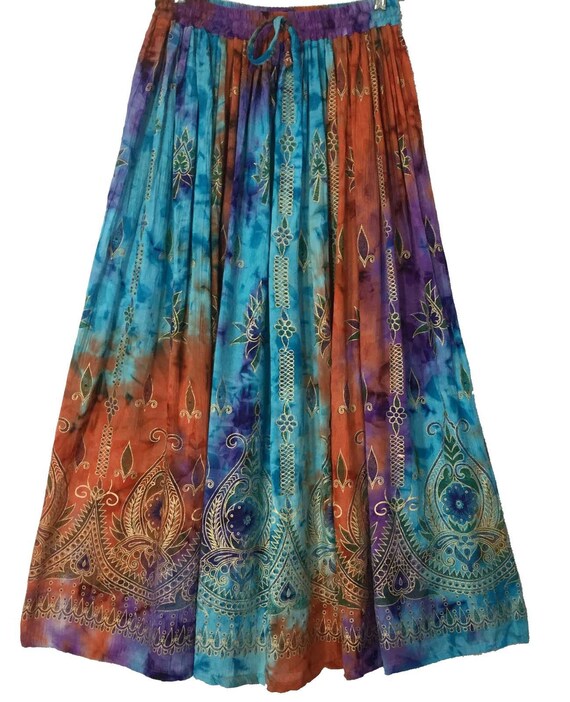 Women A-Line Long Skirt Blue Orange Purple Gold Modest Fashion | Etsy