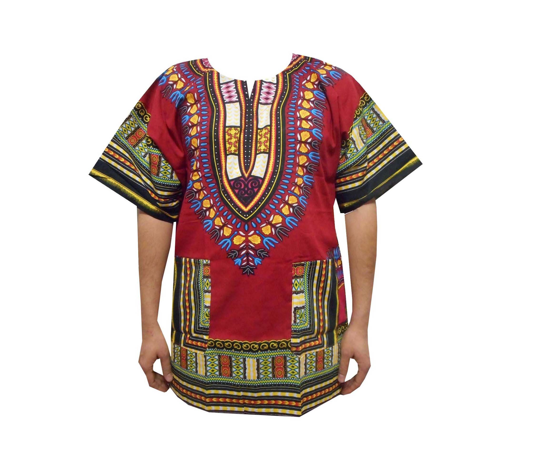 Genuine Cotton African Dashiki Shirt Tanzania Unisex Boho Festival Kaftan S/M 